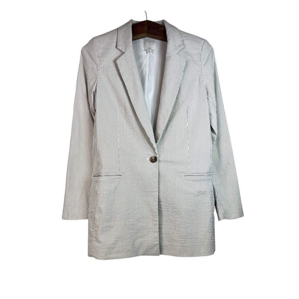 Joie Striped White Tan Blazer Jacket Blazer Buttons Preppy Size S